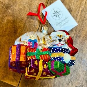 NWT~ CHRISTOPHER RADKO Ornament “Gifted Feline” 4” long, 3” deep, 3.5” tall